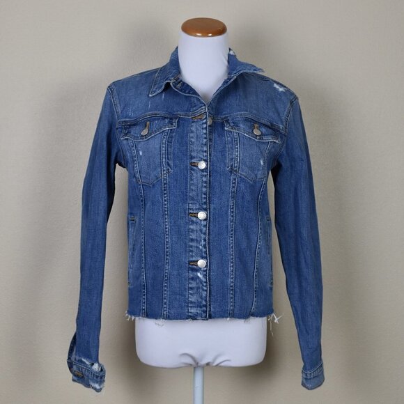 Joe's Jeans Distressed Denim Trucker Jacket - Picture 1 of 9